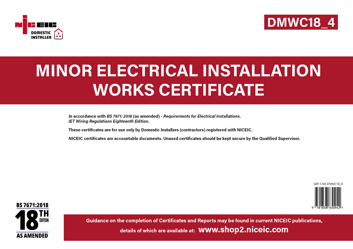 Minor Electric Install Certificate 18.4