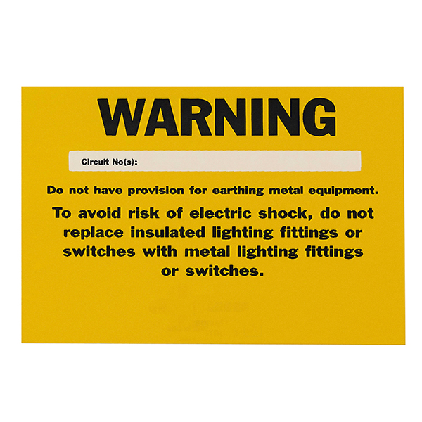 ALL - Missing Circuit Protective Conductor Warning Labels (Non-Registered) - GCP